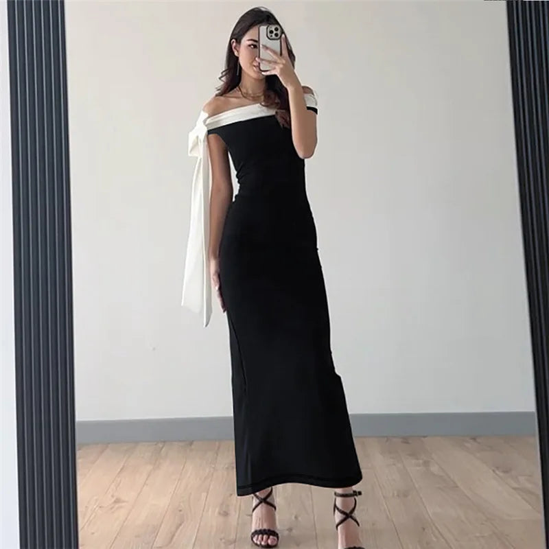 Diagonal Collar Backless Lace - Up Dress - View 12