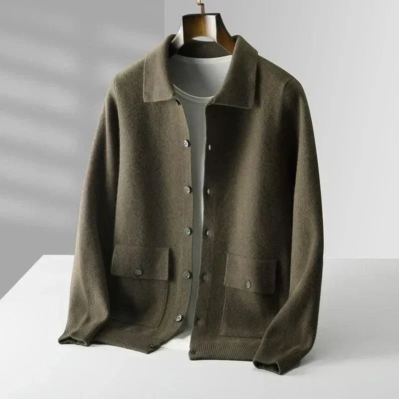 Collared Button Front Patch Pocket Knit Cardigan Jacket 9