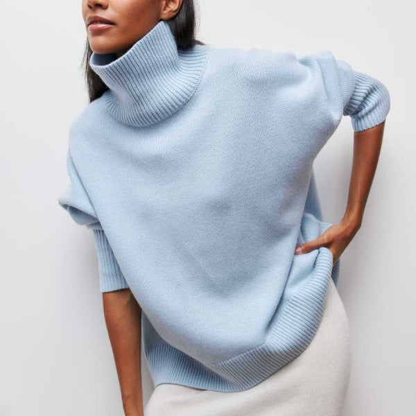 Turtleneck Short Sleeve Knit Sweater