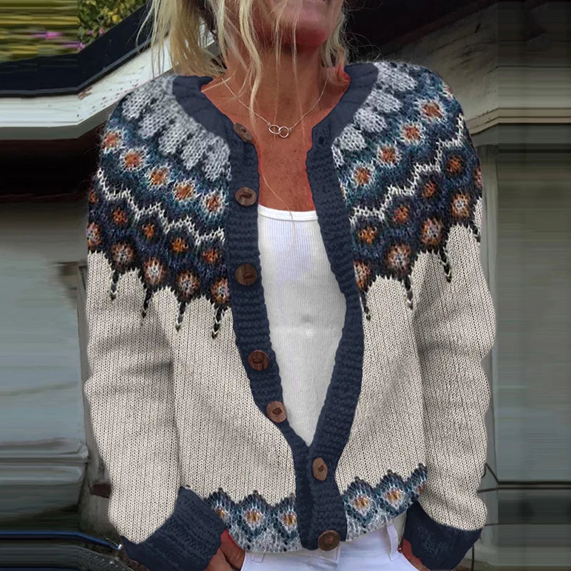 Fair Isle Button Front Knit Cardigan 4
