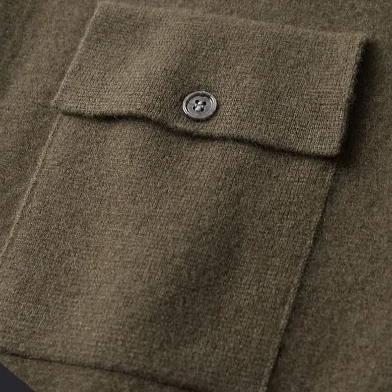 Collared Button Front Patch Pocket Knit Cardigan Jacket 8