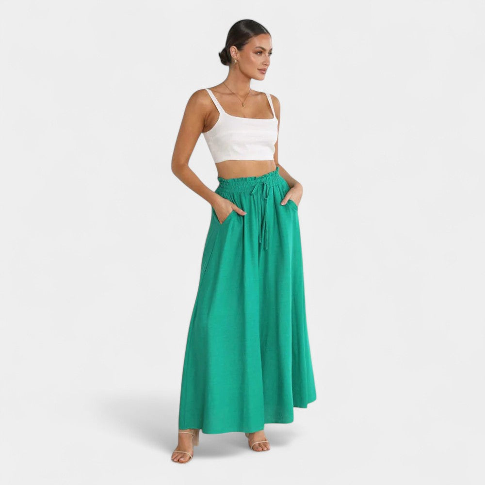 High Waist Drawstring Wide Leg Palazzo Pants 3
