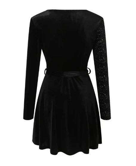 Valeria Chic Sequin Wrap Dress Premium Wardrobe Essential - View 3