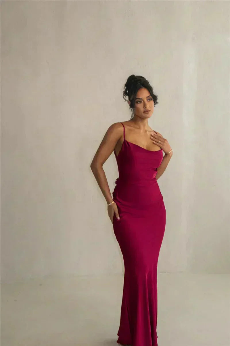 Laelia | Satin Maxi Dress - View 9