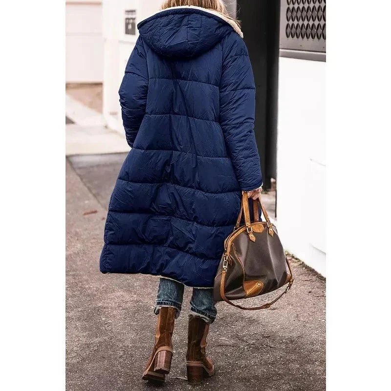 Hooded Sherpa Lined Longline Quilted Coat 6
