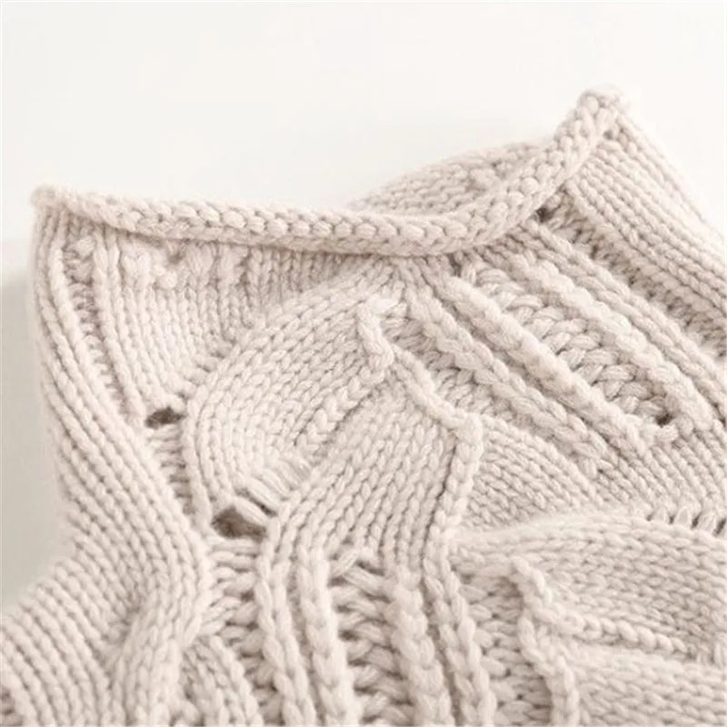 Turtleneck Cable Knit Pointelle Oversized Sweater 5