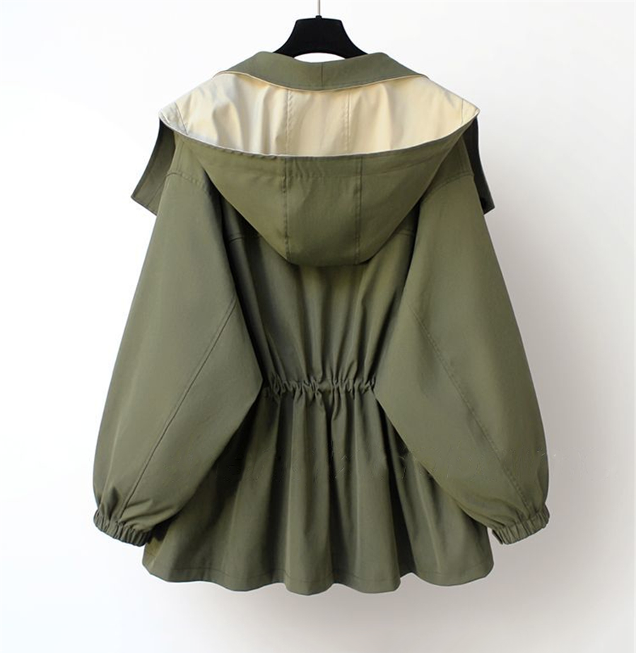 Contrast Collar Button Front Drawstring Windbreaker Jacket 5