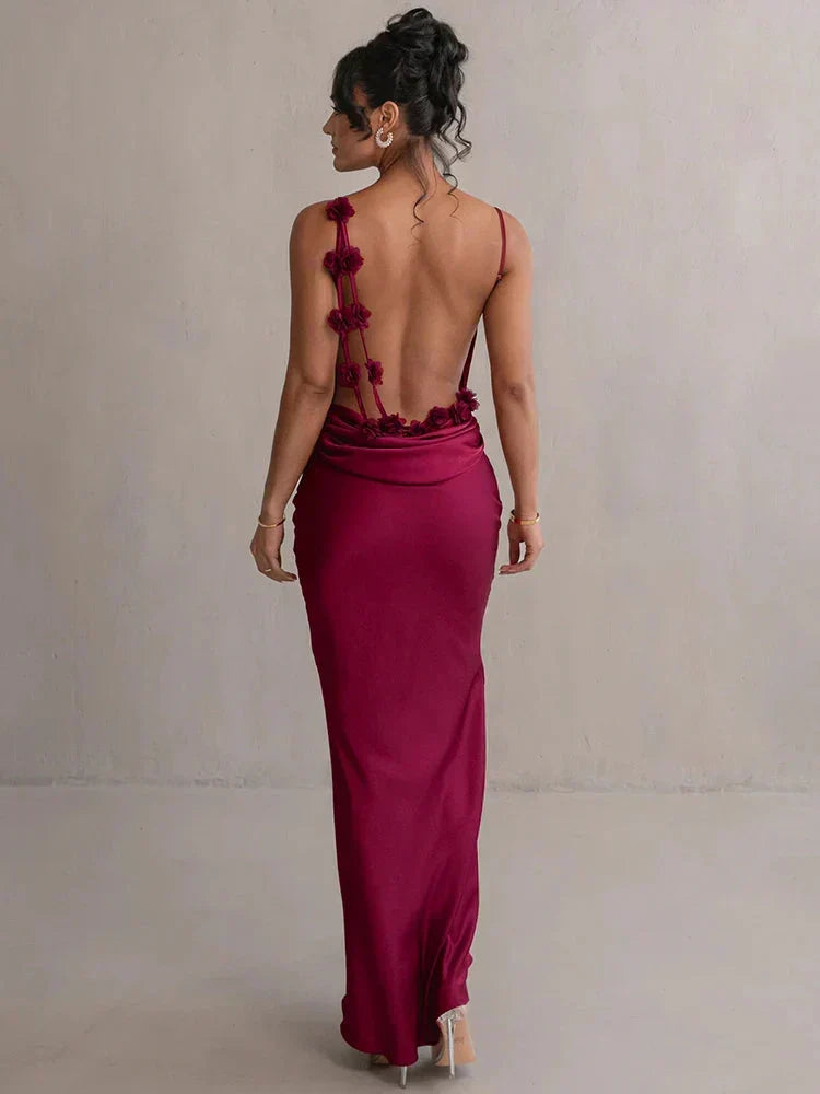 Laelia | Satin Maxi Dress - View 10