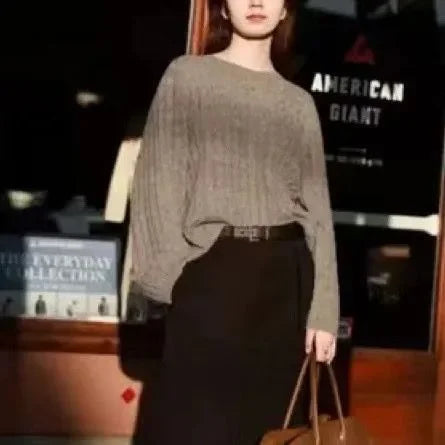 Crew Neck Long Sleeve Cable Knit Sweater 8