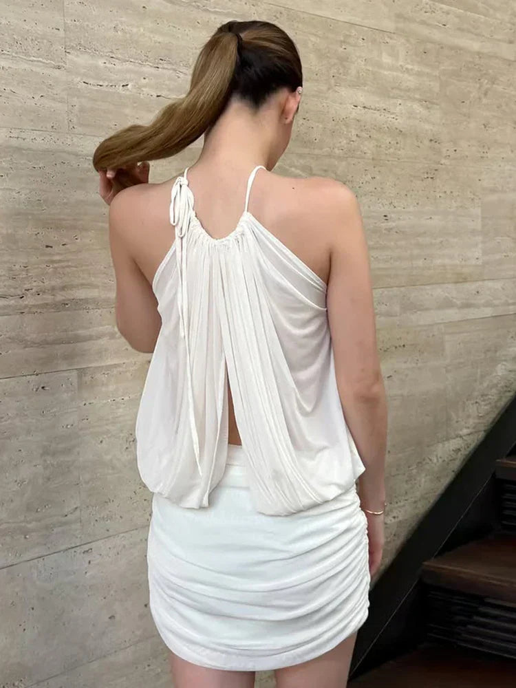 Mesh Ruched Strapless Beach Party Dress - View 3
