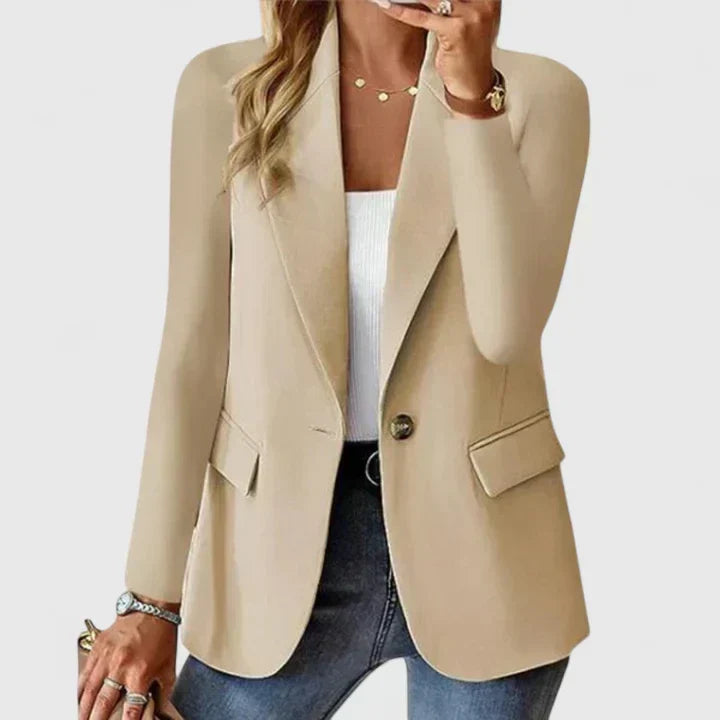Notch Lapel Single Button Long Sleeve Blazer 4