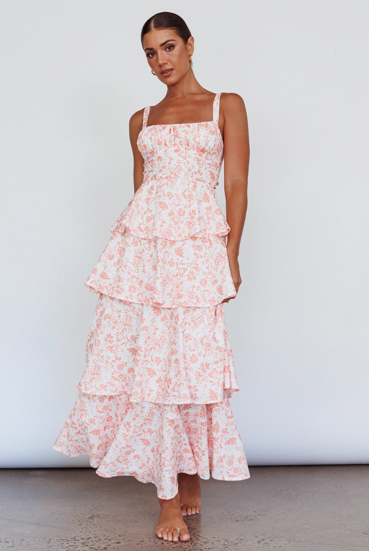 Floral Tie Back Tiered Maxi Dress 5