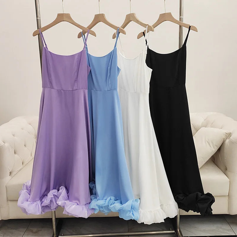 Spaghetti Strap Scoop Neck Fitted Bodice A-Line Midi Dress - View 7