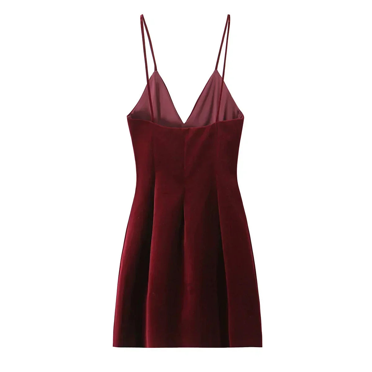 Red Velvet Spaghettis Strap Mini Dress - View 5