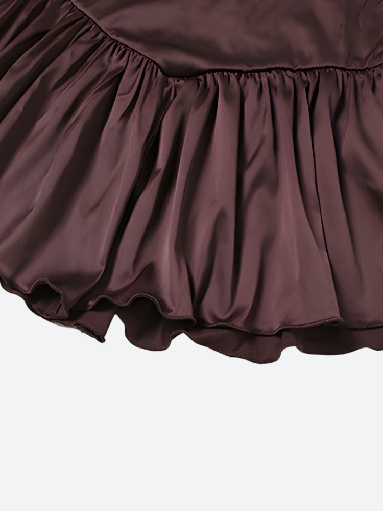 Satin Ruffled Mini Dress - View 6