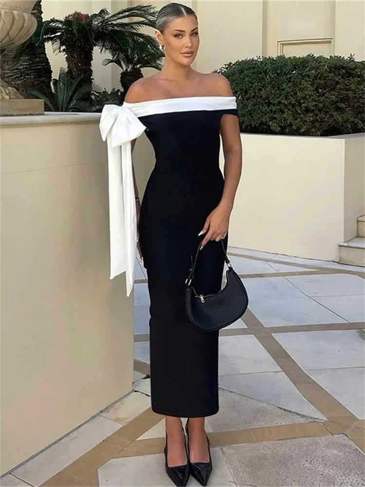 Diagonal Collar Backless Lace - Up Dress - View 2