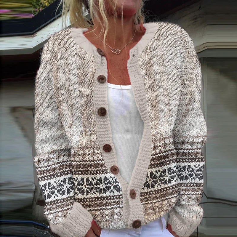 Fair Isle Button Front Knit Cardigan 3