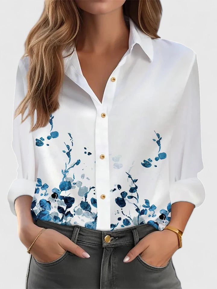Floral Hem Long Sleeve Button Front Shirt 4