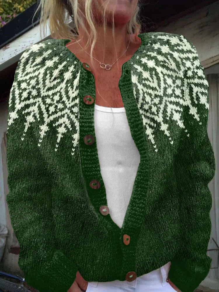 Fair Isle Button Front Knit Cardigan 5