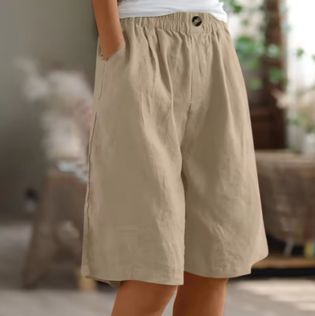 High Waist Wide Leg Knee Length Shorts 8