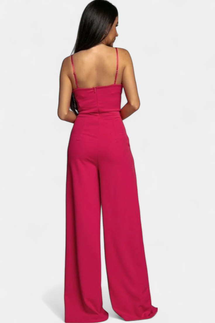Spaghetti Strap Notch Neck Top and High Split Wide Leg Pants Two Piece Set 3