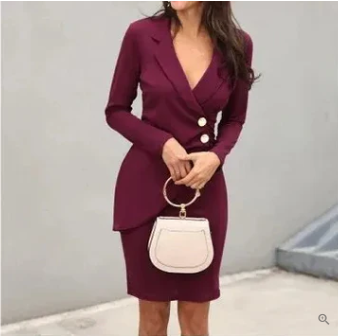 Shirt Collar Long Sleeve Bodycon Knee Length Dress - View 6
