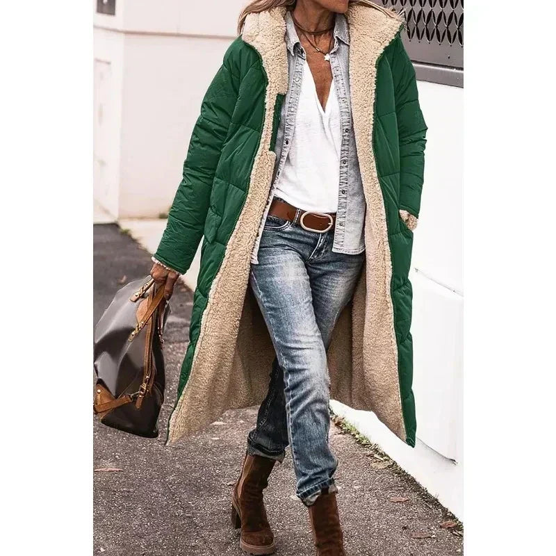 Hooded Sherpa Lined Longline Quilted Coat 9