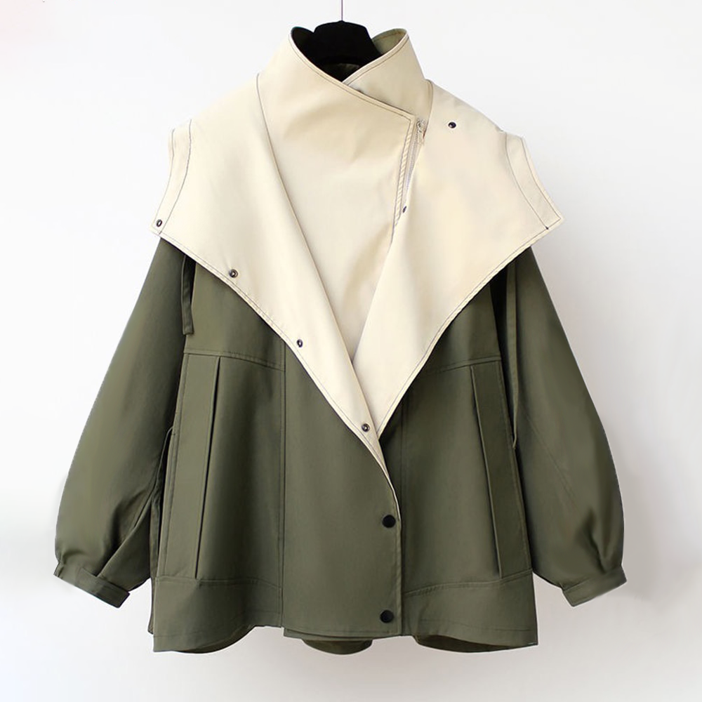 Contrast Oversized Lapel Button Front Utility Jacket 13