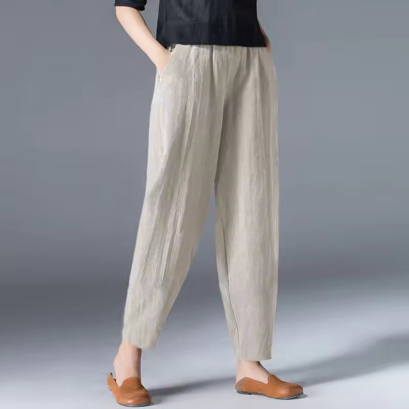 High Waist Tapered Leg Pull On Pants 3