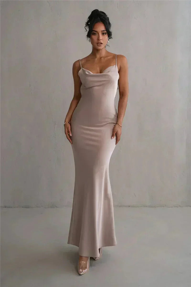 Laelia | Satin Maxi Dress - View 2