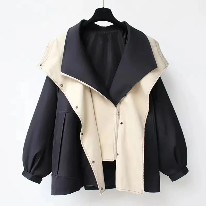 Contrast Oversized Lapel Button Front Utility Jacket 16
