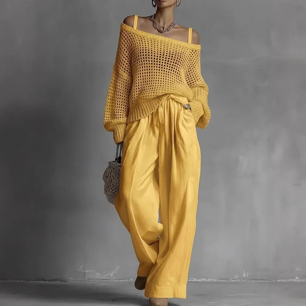 Cold Shoulder Long Sleeve Open Knit Sweater 4