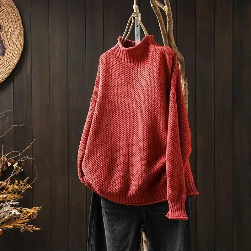 Mock Neck Long Sleeve Chunky Knit Sweater 13