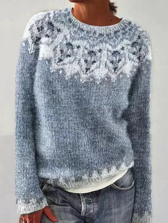 Striped Round Neck Long Sleeve Knit Sweater 5