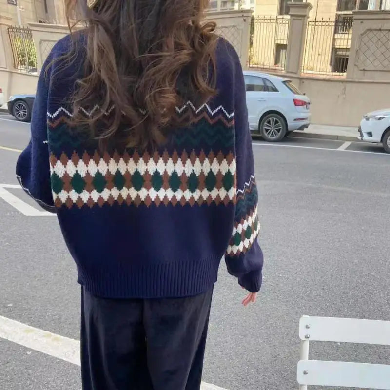 Loose O-neck Office Lady Cardigan