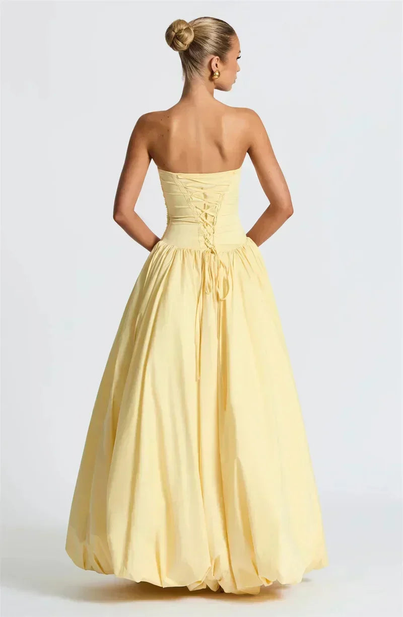 Strapless High Split Lace-Up Back Maxi Dress - View 5