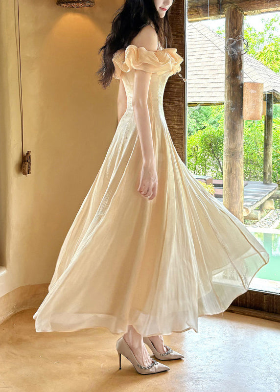 Style Nude Ruffled Exra Large Hem Chiffon Maxi Dress Summer - View 3