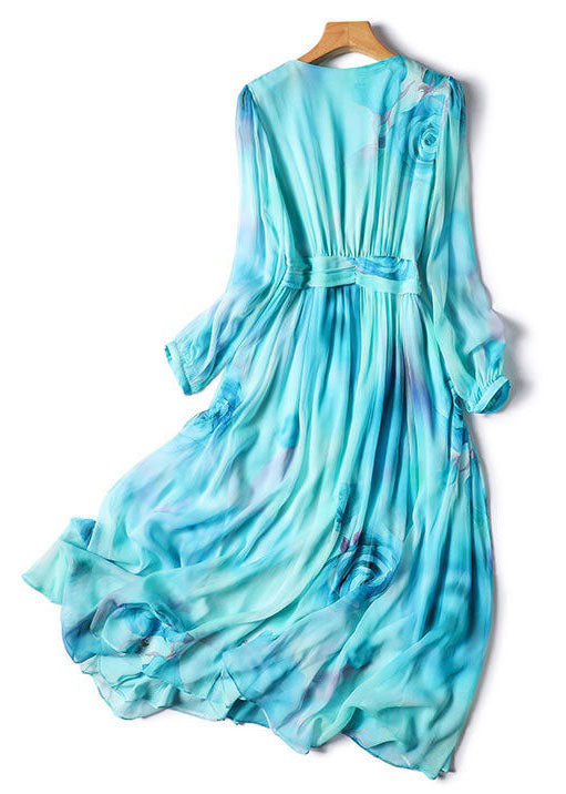 Chiffon Floral Print Deep V-Neck Twist Front Pleated Maxi Dress - View 5