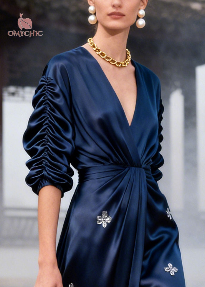 Silk Floral Wrinkled Midi Dress - View 2