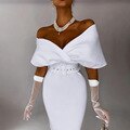 Satin Deep V-Neck Batwing Sleeve Belted Bodycon Midi Dress 48
