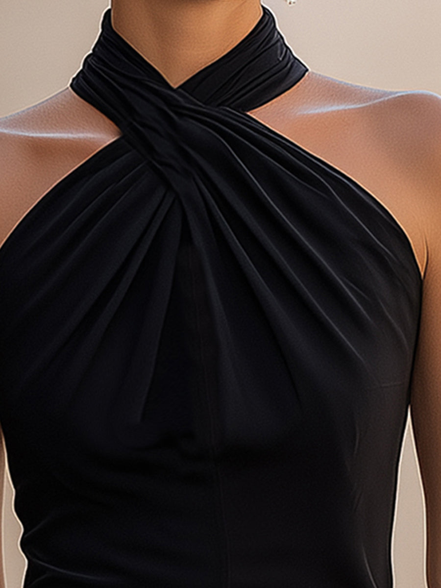 Halter Neck Twist Front Ruched Sleeveless Top 3