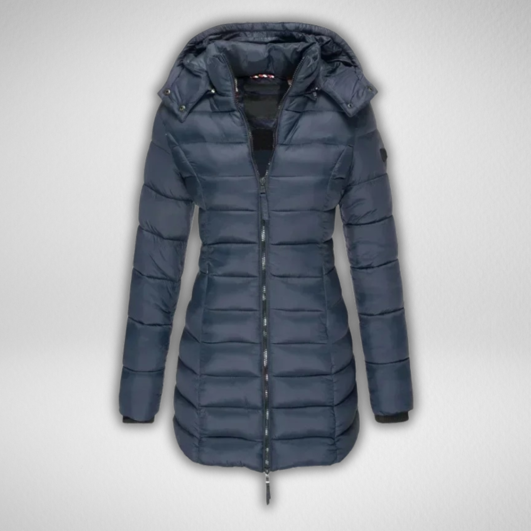 Hooded Zip Front Longline Puffer Coat 2