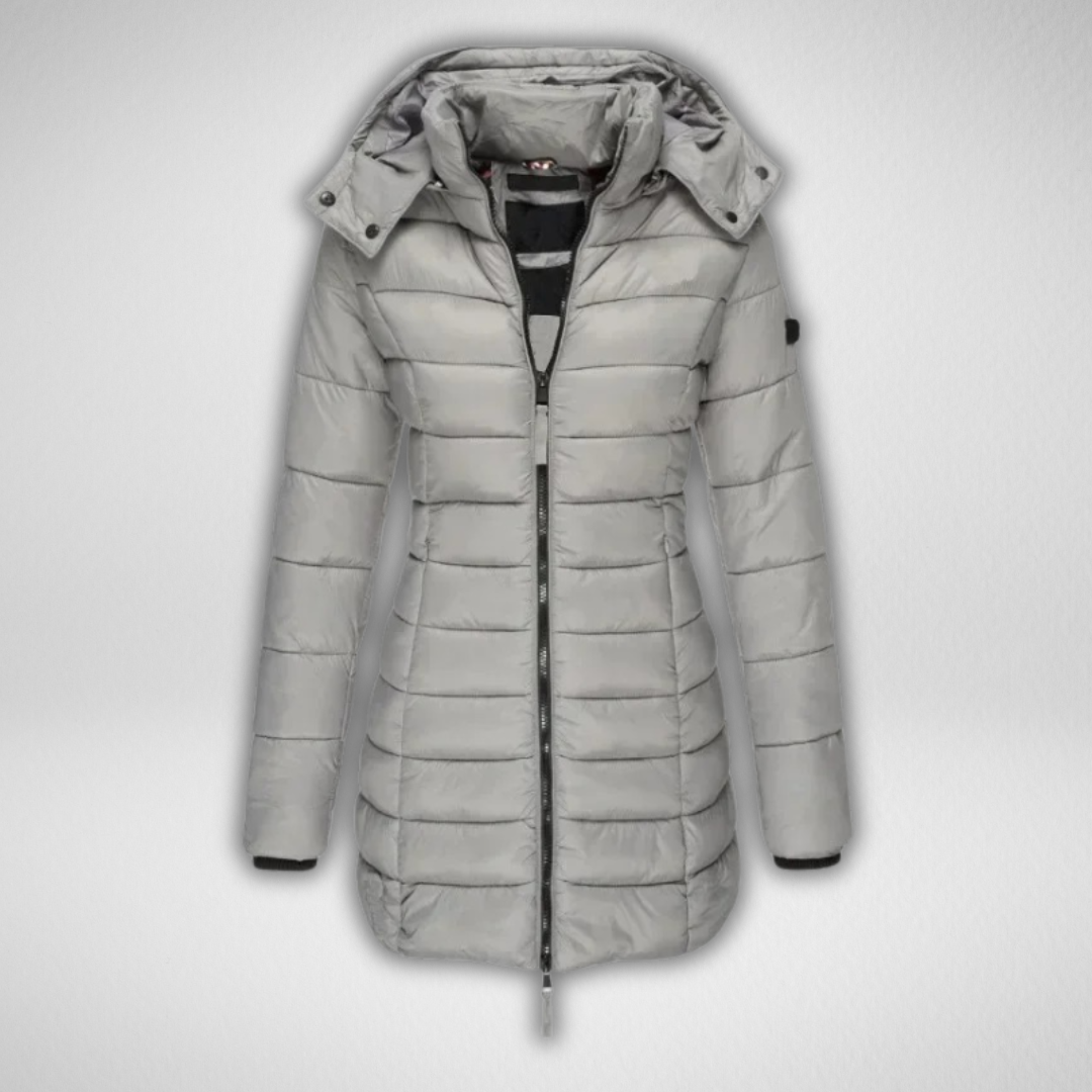 Hooded Zip Front Longline Puffer Coat 3