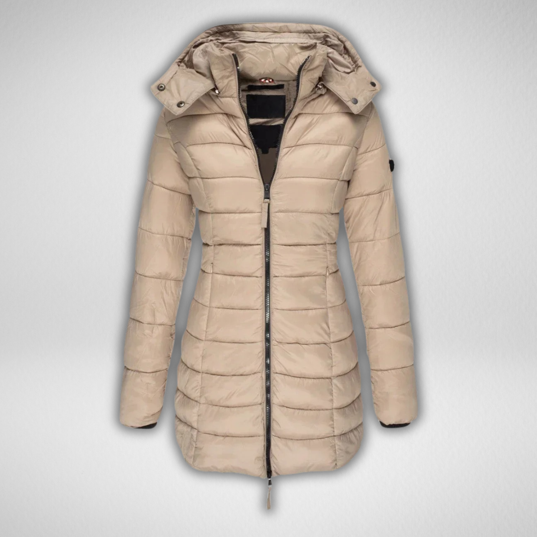 Hooded Zip Front Longline Puffer Coat 4