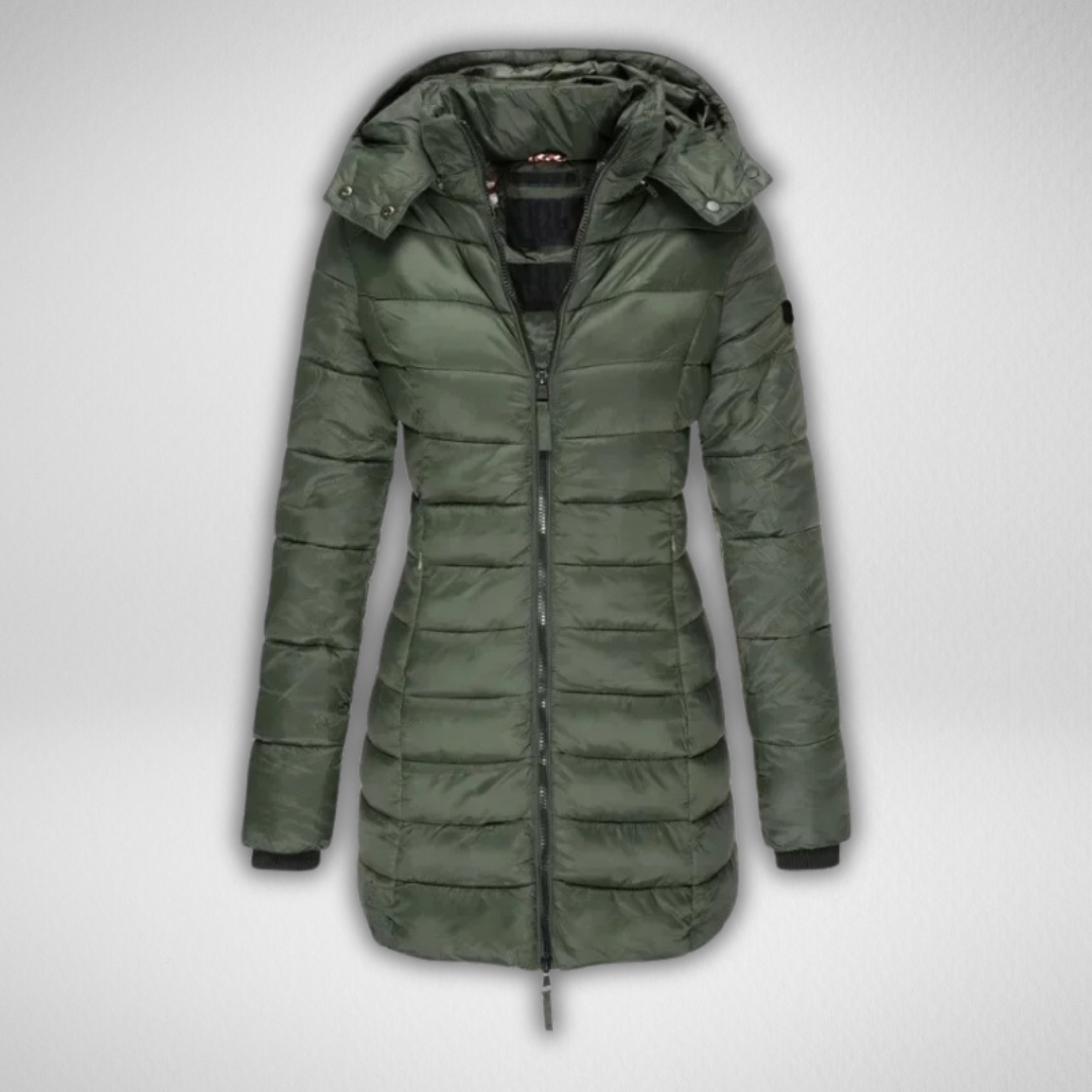 Hooded Zip Front Longline Puffer Coat 5