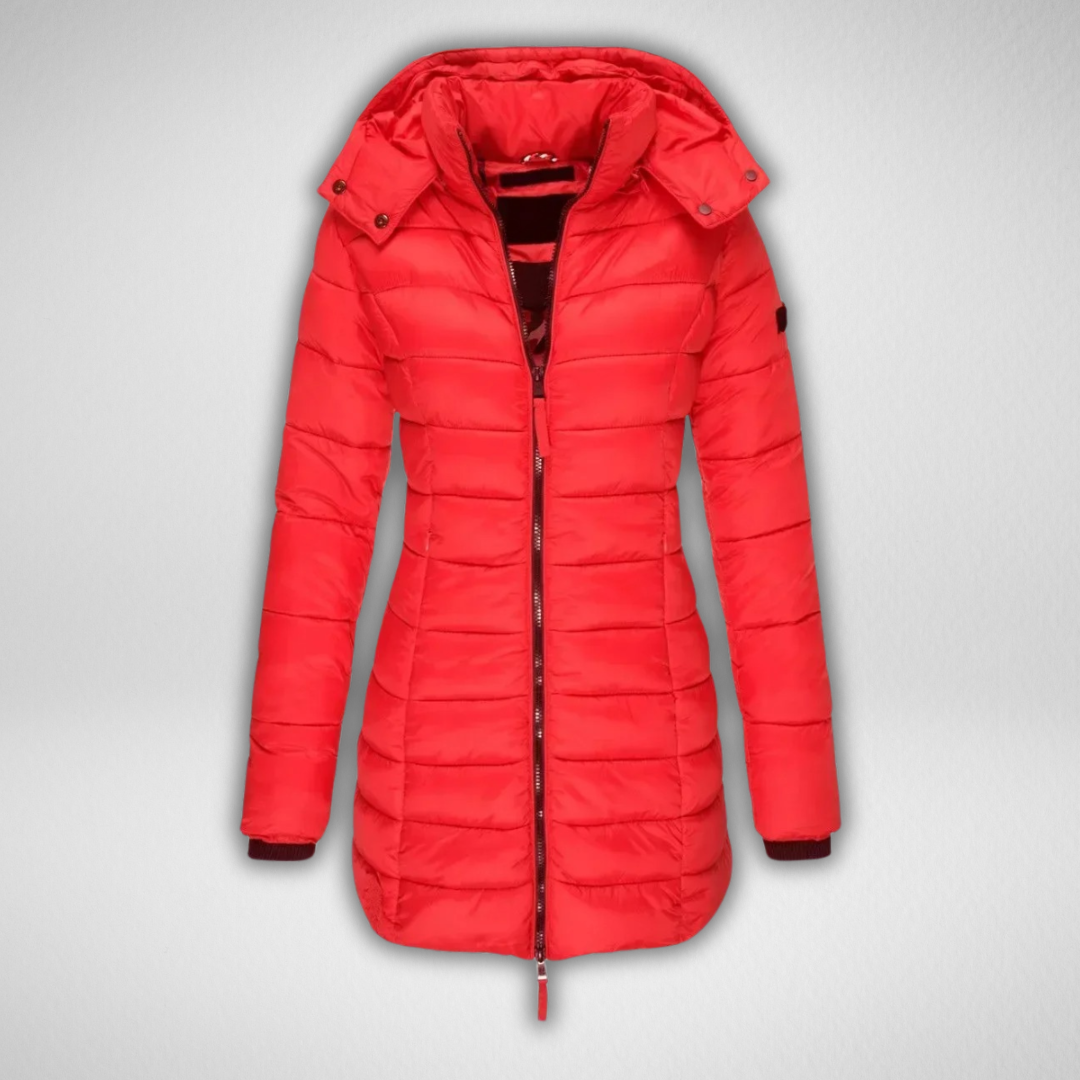 Hooded Zip Front Longline Puffer Coat 6