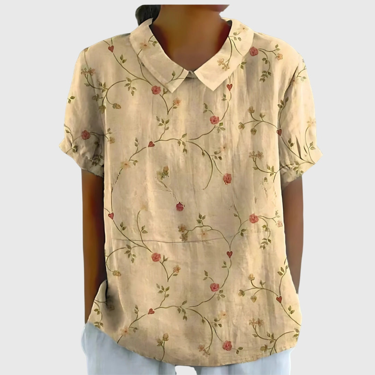 Botanical Floral Print Short Sleeve Tunic Top 15