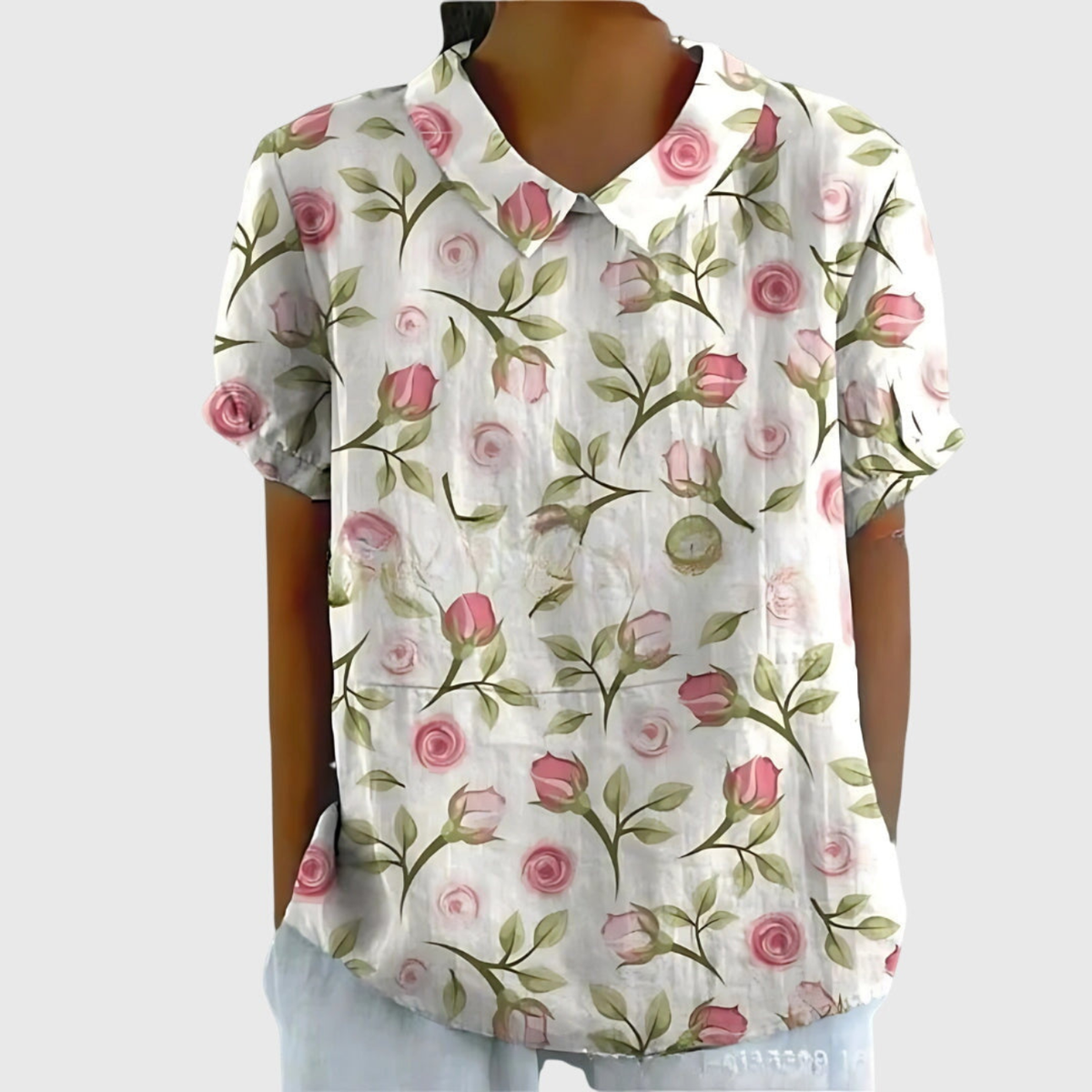 Botanical Floral Print Short Sleeve Tunic Top 6