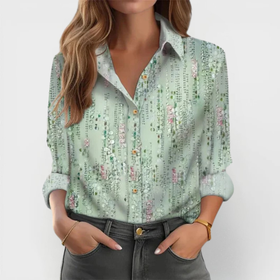 Floral Hem Long Sleeve Button Front Shirt 2