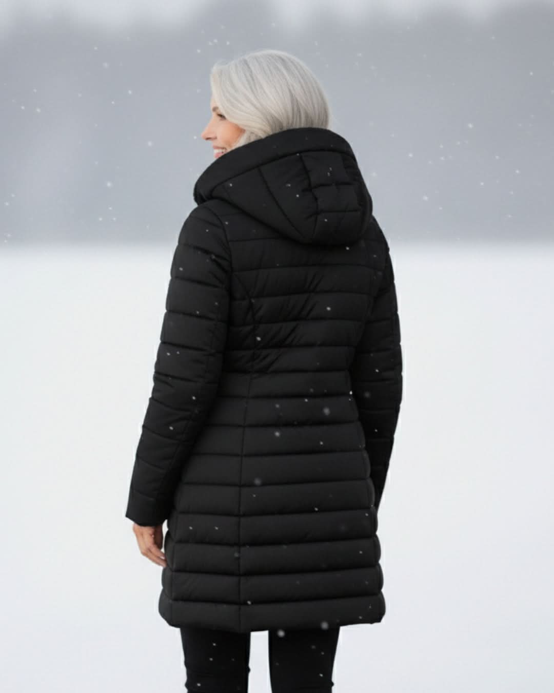 Hooded Faux Fur Lined Zip Front Longline Puffer Coat 11